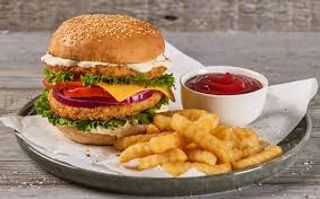 Chickenburger sa pomfritom