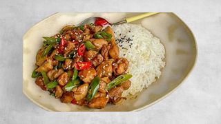 Chili chicken with rice