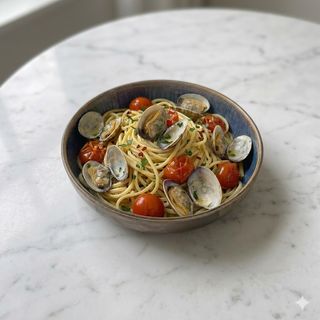 Chittarina con vongole e pomodorini