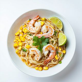 Corn Premium Thai Noodles with shrimps