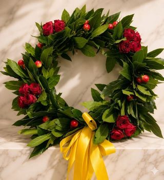 Corone di laurea con rose rosse