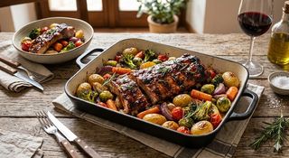 Costine di maiale con verdure al forno
