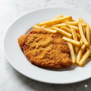 Cotoletta di pollo e patatine