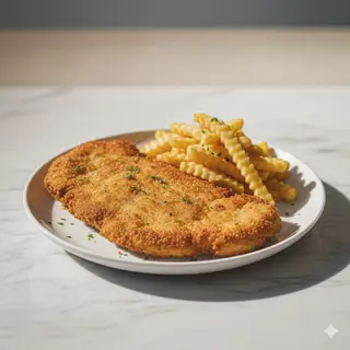 Cotoletta di pollo con patatine fritte