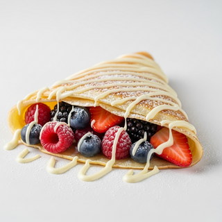 Crepe con crema e frutti di bosco
