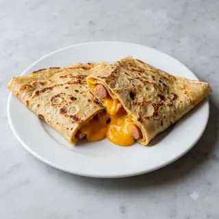 Crêpes würstel e cheddar