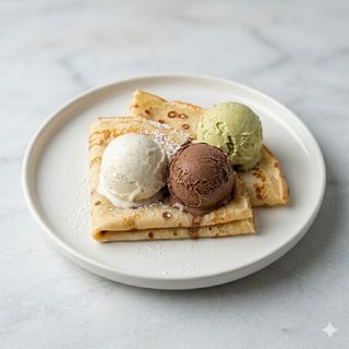 Crepes con 3 palline di gelato 