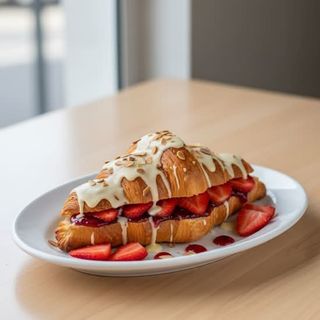 Croissant de Chocolate Branco e Morangos