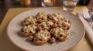 Crostini con salsiccia e stracchino