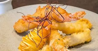 Degustazione di gamberi in tempura