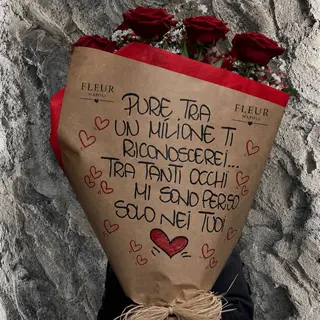 Fascio con dedica 11 rose