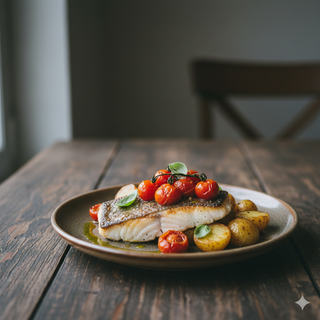 Filetto di branzino patate e pomodoro