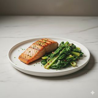 Filetto di salmone scottato con bietole saltate
