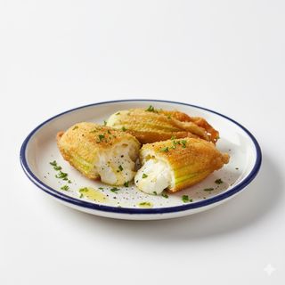 Fiori fritti ripieni di ricotta e scamorza - una porzione