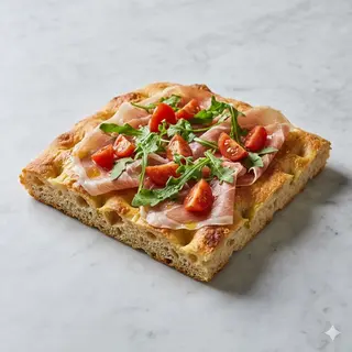 Focaccia crudo e pomodorini