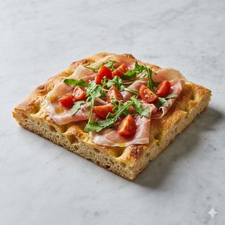 Focaccia crudo e pomodorini