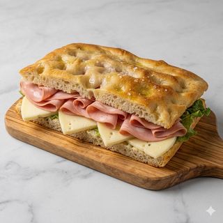 Focaccia mortadella e provolone