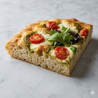 Pomodoro, mozzarella, pesto, insalata