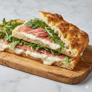 Focaccia stracchino speck e rucola