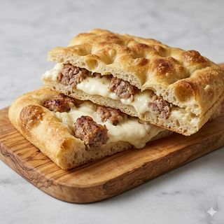 Focaccia stracchino e salsiccia