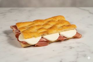 Focaccia con crudo e bufala