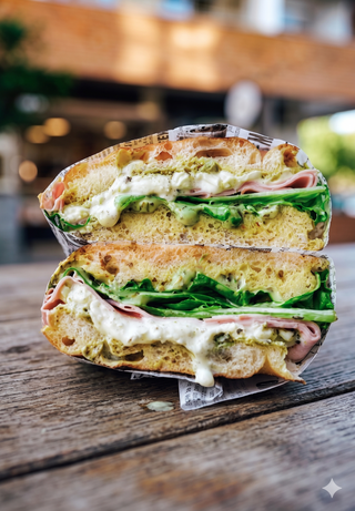 Italian Focaccia mortadella & stracciatella