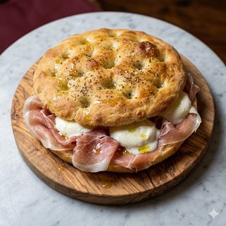 Focaccia prosciutto crudo e mozzarella