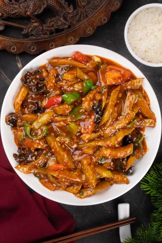 Жареный баклажан в сычуанском соусе (350г)