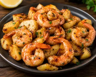 34a. Gamberi con patate alla piastra