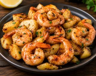 34a. Gamberi con patate alla piastra
