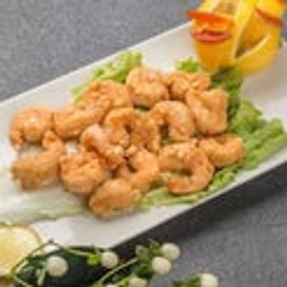 Gamberi con cipollini sale e pepe