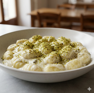 Gnocchi zola e granella di pistacchio