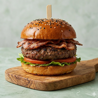 Burger black angus, bacon grigliato