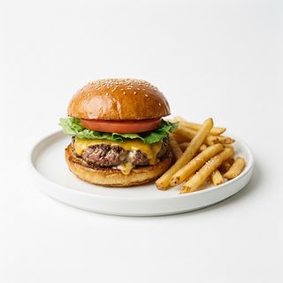 Hamburger e patatine fritte