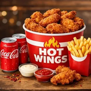Hotwings 15 + 1 Batatas Fritas + 2 Coca-Cola