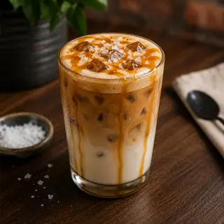 Iced salted caramel latte