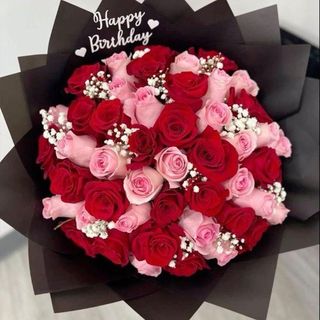 Red and pink Rose bouquet fo birthday, love and special moments