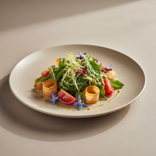 Insalata verde, pomodori e carote