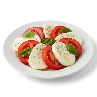 Insalata caprese di pomodoro, mozzarella di bufala DOP e basilico - una porzione