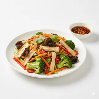 Insalata con verdure miste e sfoglia di tofu拌花菜