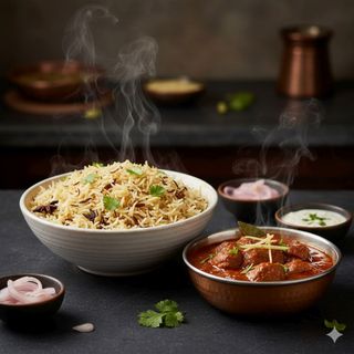 Jeera Rice with Lamb Rogan Josh
