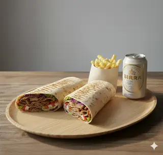 Kebab, patatine e birra