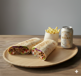 Kebab, patatine e birra