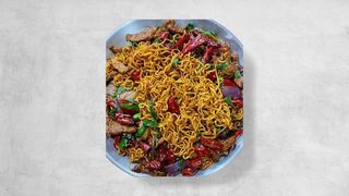 Korean spicy beef chow mein