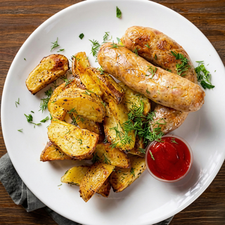 Куриные колбаски с картофелем (300г)