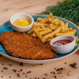 Куриный шницель с фри (400г)