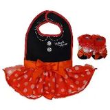 Red Polka Dot Tutu Bibs and Booties Set, 0-3 Years