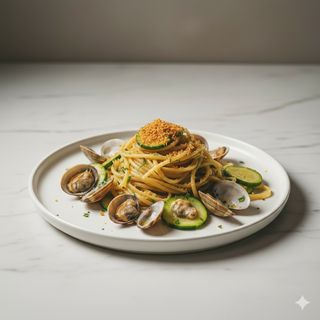 Linguine con zucchine vongole e bottarga
