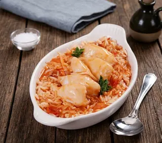 Lulinhas Douradas com Arroz de Tomate