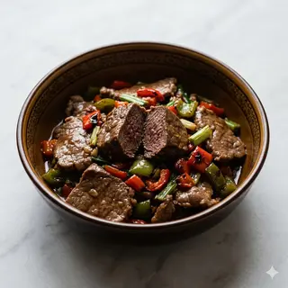 Manzo con peperoni